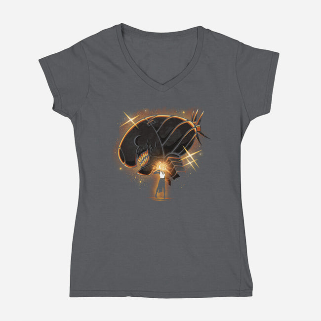 The Bomb Devil-Womens-V-Neck-Tee-grevalra