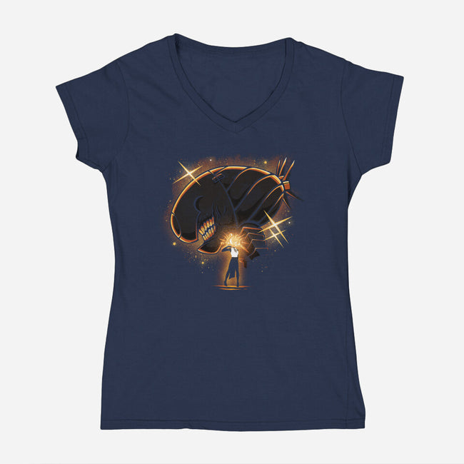 The Bomb Devil-Womens-V-Neck-Tee-grevalra
