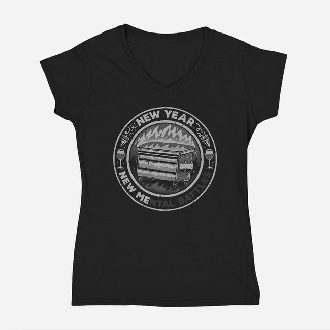 New Mental Battles-Womens-V-Neck-Tee-glitchygorilla