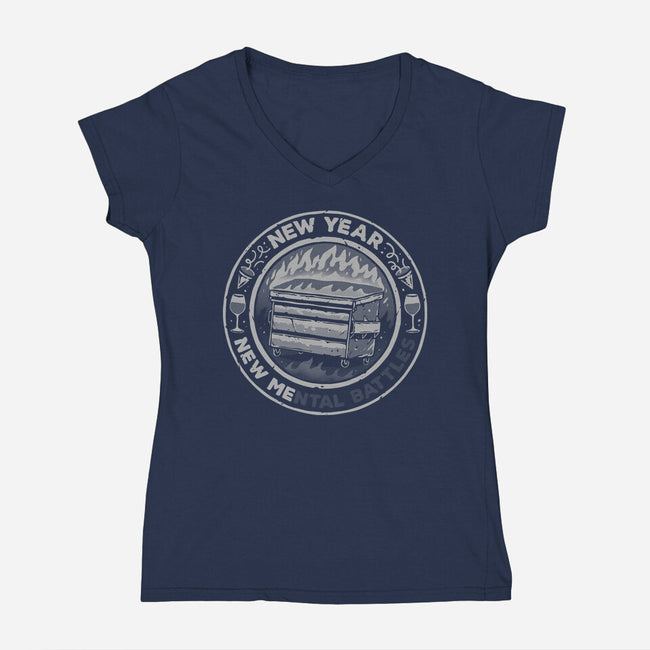New Mental Battles-Womens-V-Neck-Tee-glitchygorilla