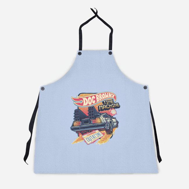 Blazing Time Machine-Unisex-Kitchen-Apron-glitchygorilla