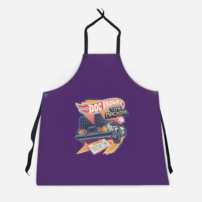 Blazing Time Machine-Unisex-Kitchen-Apron-glitchygorilla