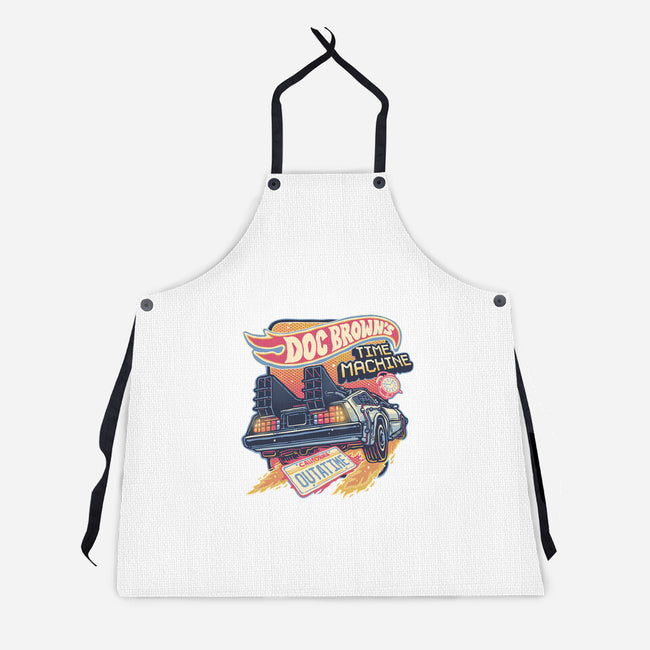 Blazing Time Machine-Unisex-Kitchen-Apron-glitchygorilla