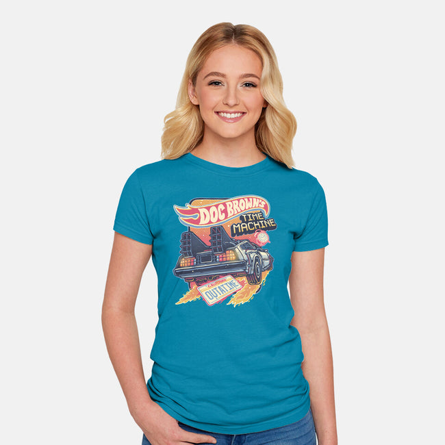 Blazing Time Machine-Womens-Fitted-Tee-glitchygorilla