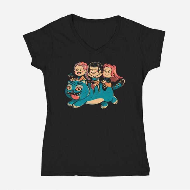 Feline Express-Womens-V-Neck-Tee-Arigatees