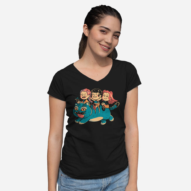 Feline Express-Womens-V-Neck-Tee-Arigatees