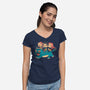 Feline Express-Womens-V-Neck-Tee-Arigatees