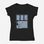 Snowy Day Dog-Womens-V-Neck-Tee-Studio Mootant