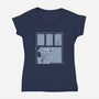 Snowy Day Dog-Womens-V-Neck-Tee-Studio Mootant