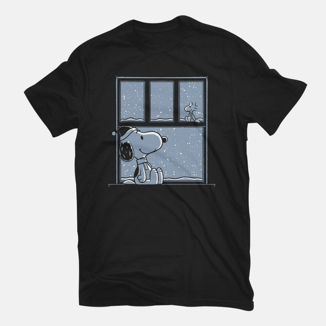 Snowy Day Dog-Womens-Fitted-Tee-Studio Mootant
