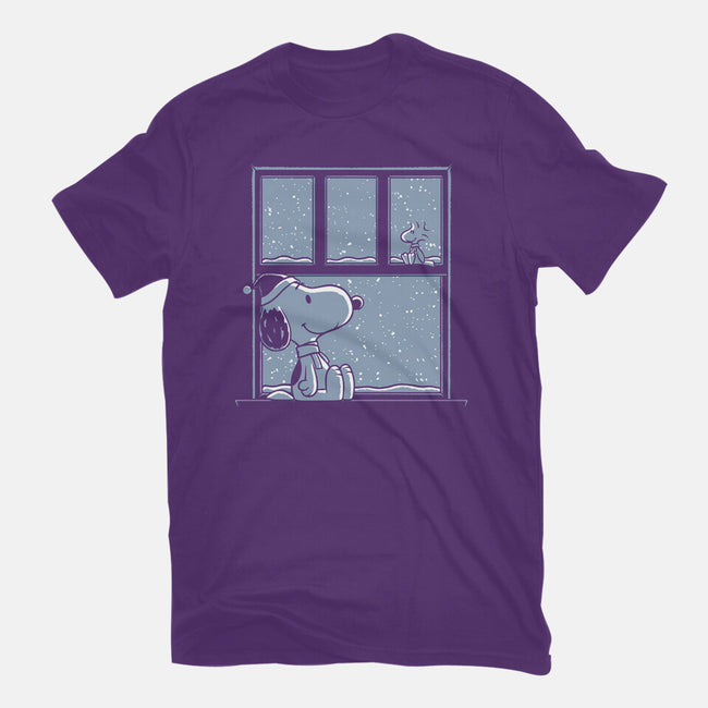 Snowy Day Dog-Womens-Fitted-Tee-Studio Mootant