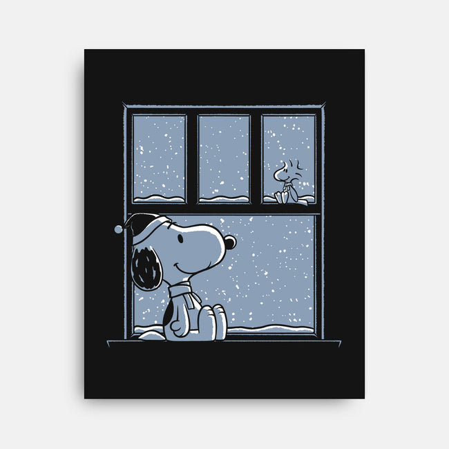 Snowy Day Dog-None-Stretched-Canvas-Studio Mootant