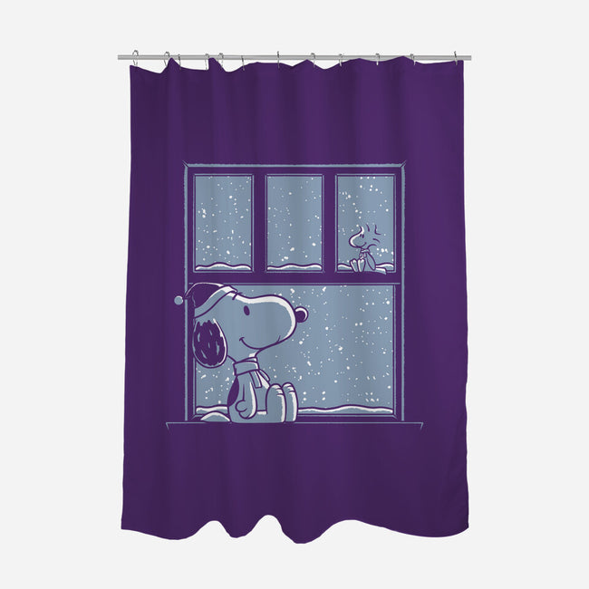 Snowy Day Dog-None-Polyester-Shower Curtain-Studio Mootant