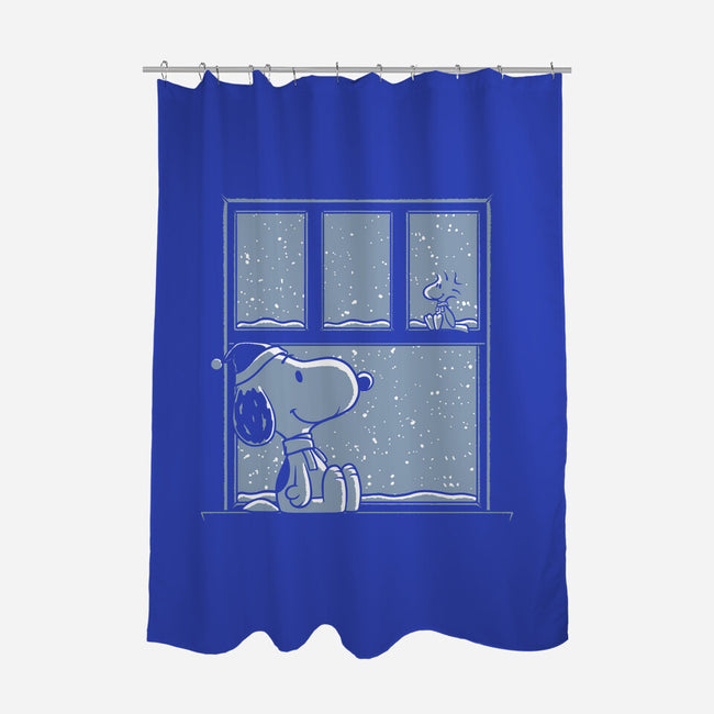 Snowy Day Dog-None-Polyester-Shower Curtain-Studio Mootant