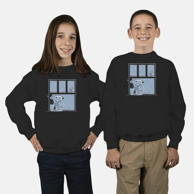 Snowy Day Dog-Youth-Crew Neck-Sweatshirt-Studio Mootant