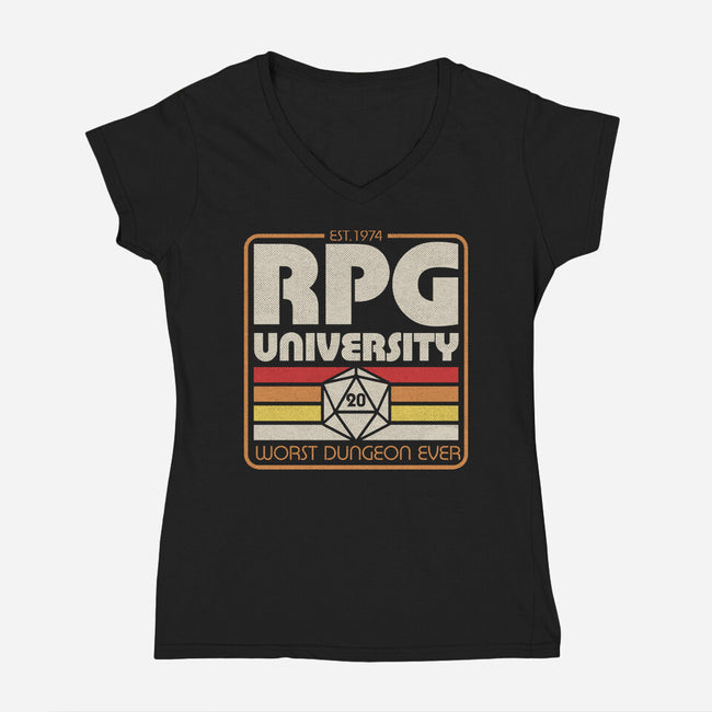 RPG University Vintage-Womens-V-Neck-Tee-Studio Mootant