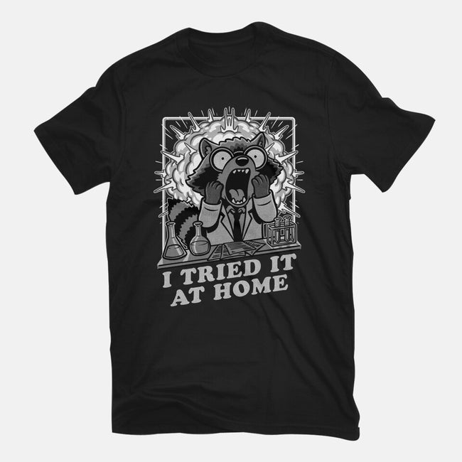 Raccoon Science Experiment At Home-Womens-Fitted-Tee-Studio Mootant
