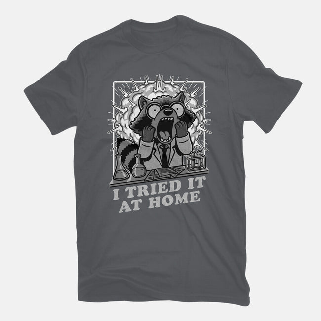 Raccoon Science Experiment At Home-Womens-Fitted-Tee-Studio Mootant