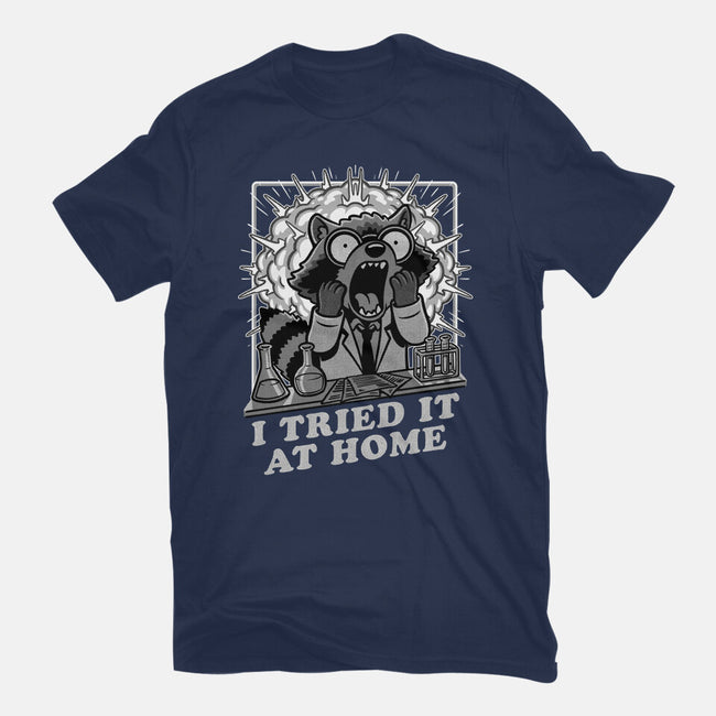 Raccoon Science Experiment At Home-Womens-Fitted-Tee-Studio Mootant