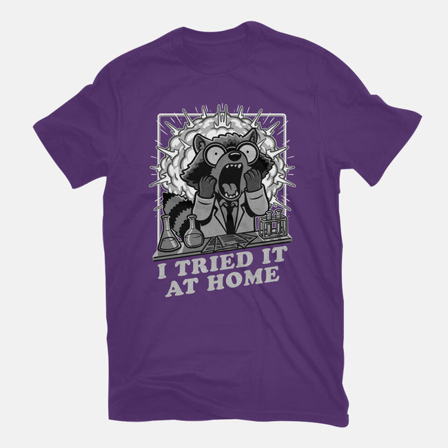 Raccoon Science Experiment At Home-Womens-Fitted-Tee-Studio Mootant