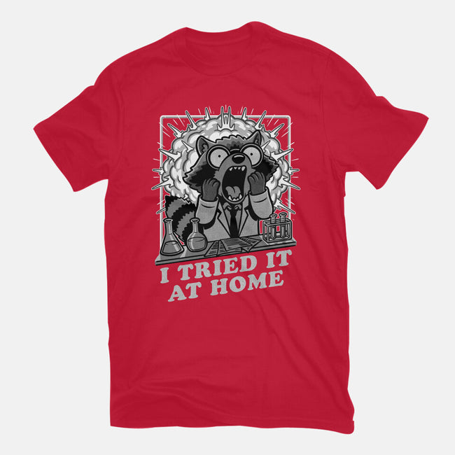 Raccoon Science Experiment At Home-Womens-Fitted-Tee-Studio Mootant