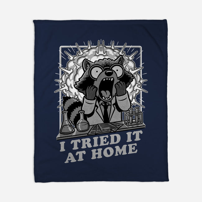 Raccoon Science Experiment At Home-None-Fleece-Blanket-Studio Mootant