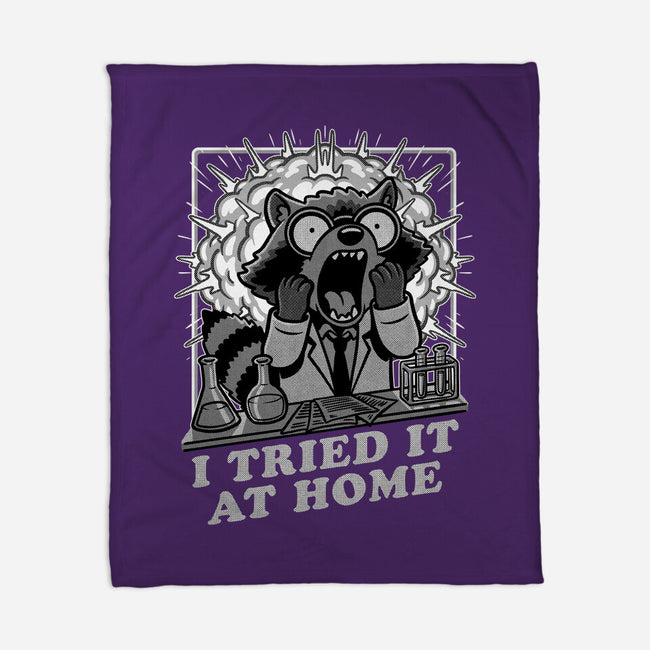 Raccoon Science Experiment At Home-None-Fleece-Blanket-Studio Mootant