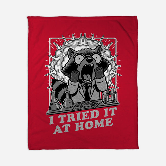 Raccoon Science Experiment At Home-None-Fleece-Blanket-Studio Mootant