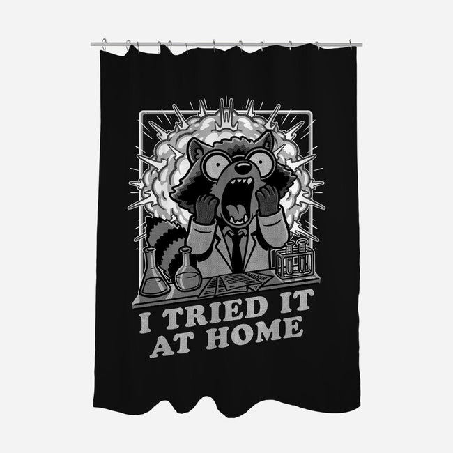 Raccoon Science Experiment At Home-None-Polyester-Shower Curtain-Studio Mootant