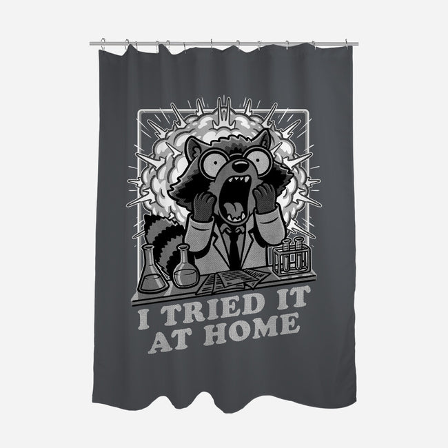 Raccoon Science Experiment At Home-None-Polyester-Shower Curtain-Studio Mootant