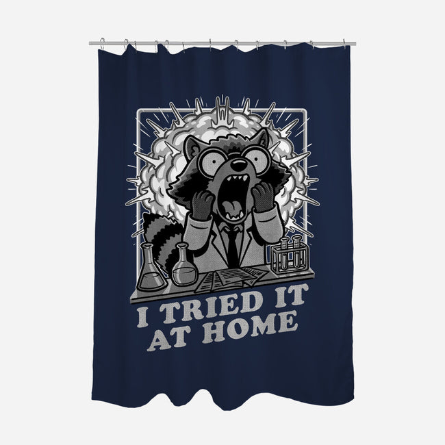 Raccoon Science Experiment At Home-None-Polyester-Shower Curtain-Studio Mootant
