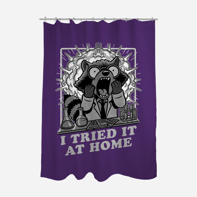 Raccoon Science Experiment At Home-None-Polyester-Shower Curtain-Studio Mootant