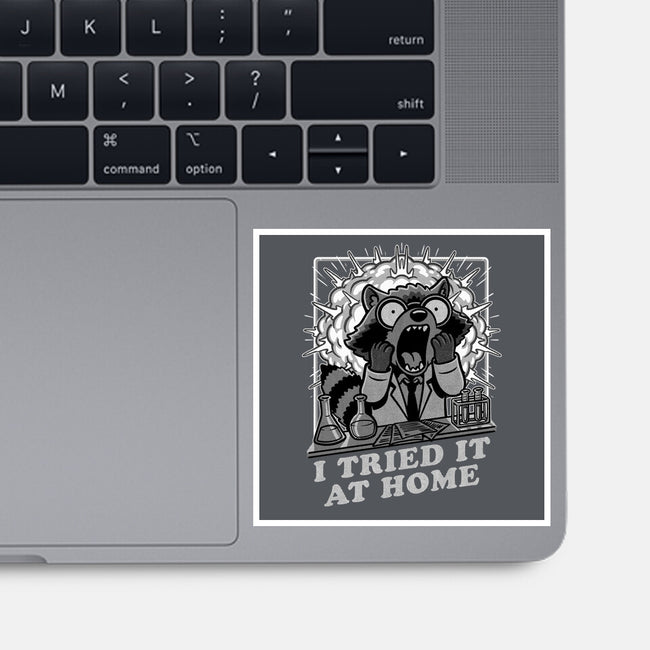 Raccoon Science Experiment At Home-None-Glossy-Sticker-Studio Mootant