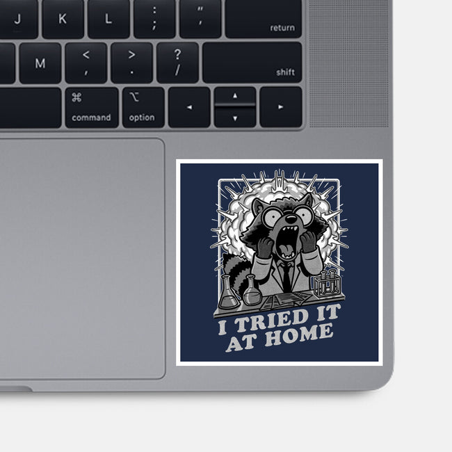 Raccoon Science Experiment At Home-None-Glossy-Sticker-Studio Mootant