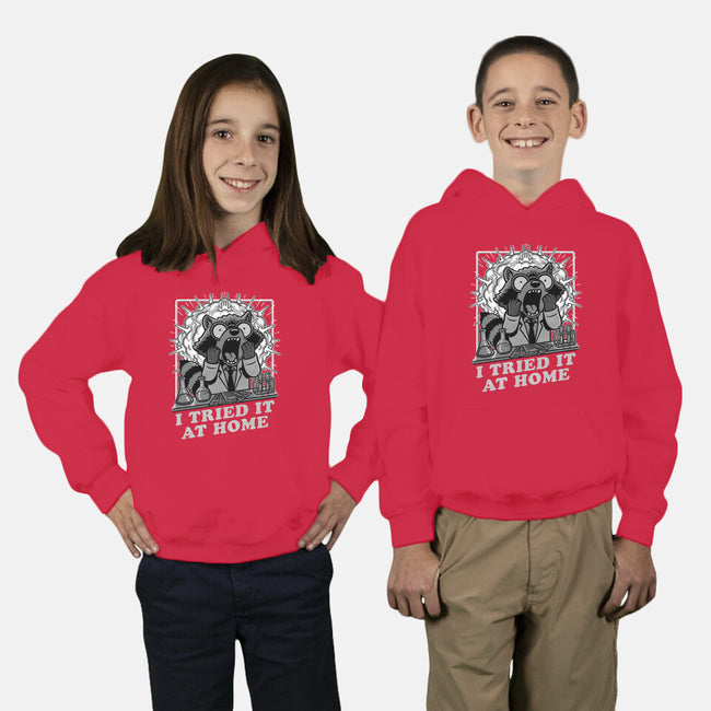 Raccoon Science Experiment At Home-Youth-Pullover-Sweatshirt-Studio Mootant