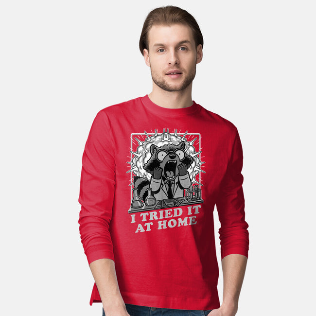 Raccoon Science Experiment At Home-Mens-Long Sleeved-Tee-Studio Mootant