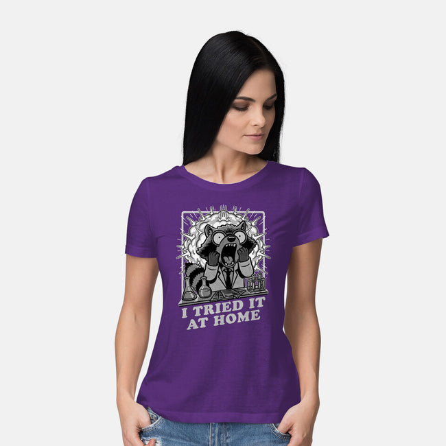 Raccoon Science Experiment At Home-Womens-Basic-Tee-Studio Mootant