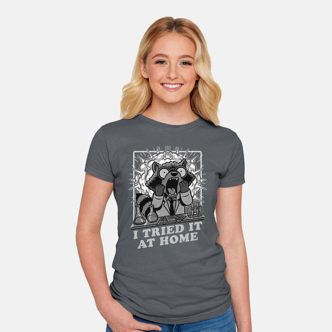 Raccoon Science Experiment At Home-Womens-Fitted-Tee-Studio Mootant