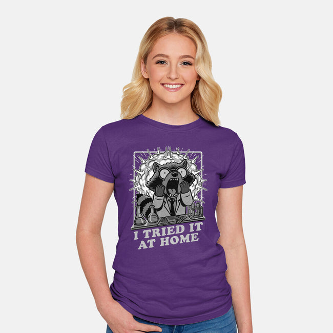 Raccoon Science Experiment At Home-Womens-Fitted-Tee-Studio Mootant