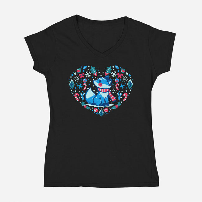 Heart Of Winter-Womens-V-Neck-Tee-TechraNova