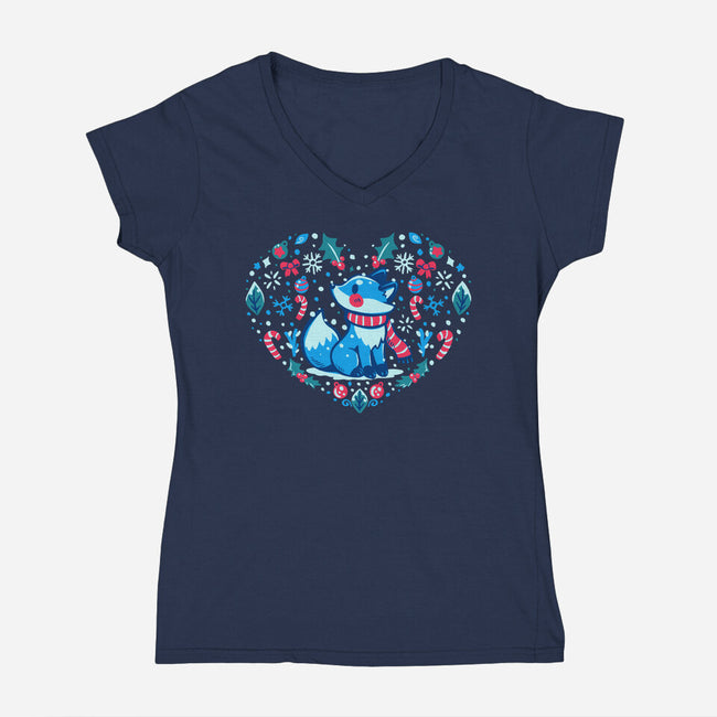 Heart Of Winter-Womens-V-Neck-Tee-TechraNova