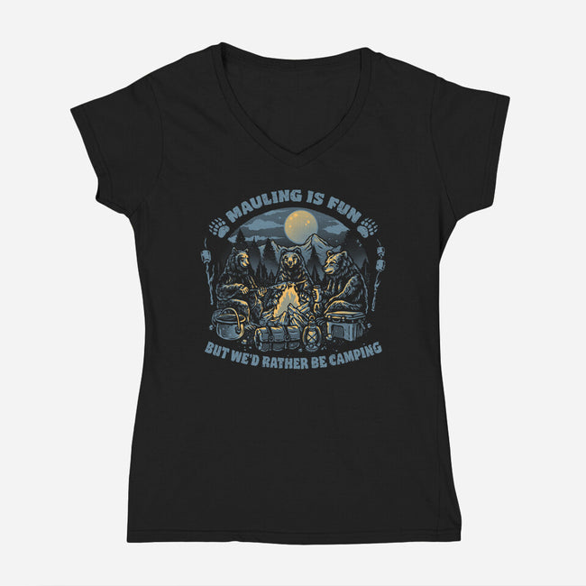Bears Would Rather Be Camping-Womens-V-Neck-Tee-glitchygorilla