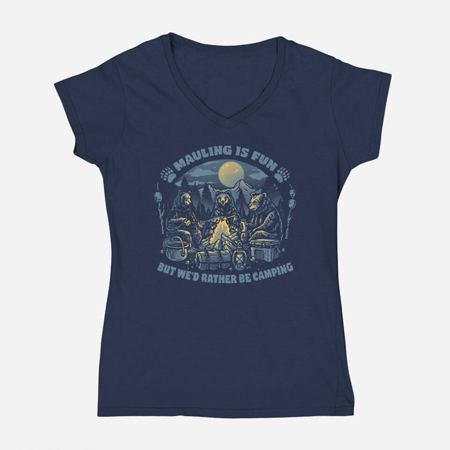 Bears Would Rather Be Camping-Womens-V-Neck-Tee-glitchygorilla