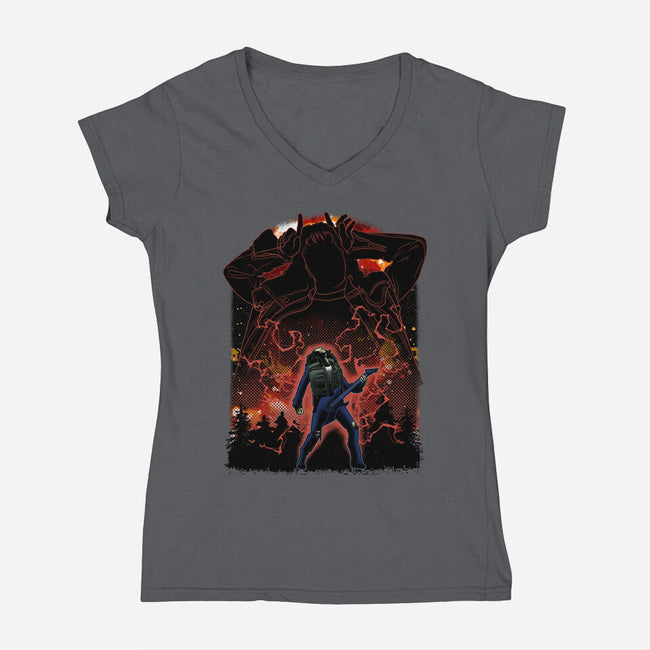 The Freak Shadow Nebula-Womens-V-Neck-Tee-Astrobot Invention