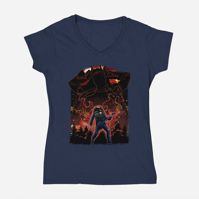 The Freak Shadow Nebula-Womens-V-Neck-Tee-Astrobot Invention