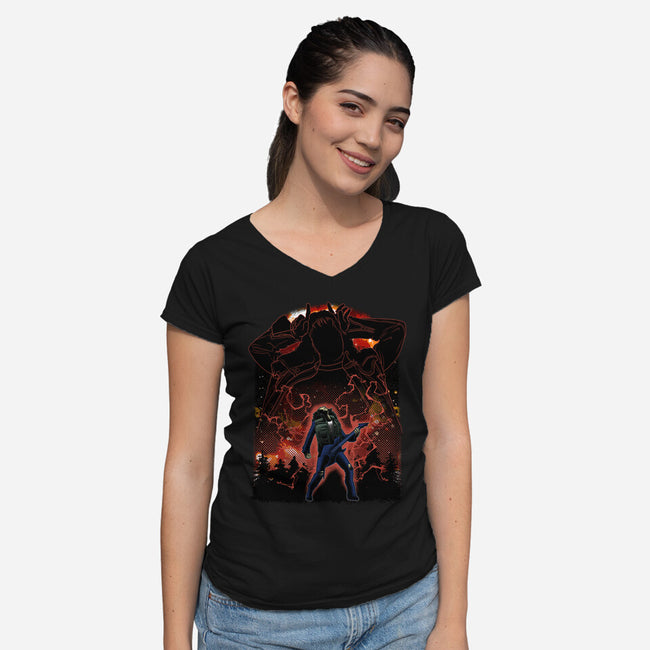 The Freak Shadow Nebula-Womens-V-Neck-Tee-Astrobot Invention