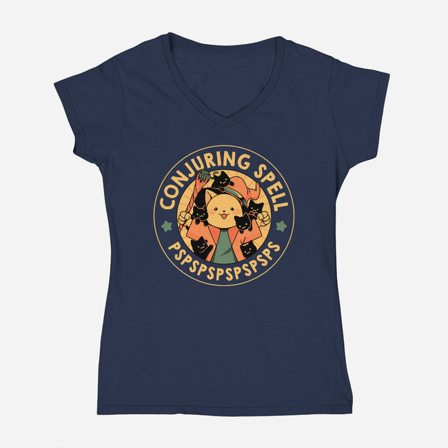 Conjuring Spells-Womens-V-Neck-Tee-tobefonseca