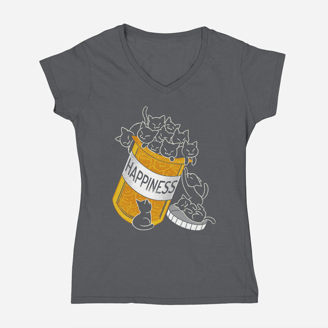 Cats Are My Happiness Medicine-Womens-V-Neck-Tee-tobefonseca