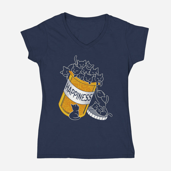 Cats Are My Happiness Medicine-Womens-V-Neck-Tee-tobefonseca