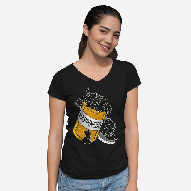 Cats Are My Happiness Medicine-Womens-V-Neck-Tee-tobefonseca